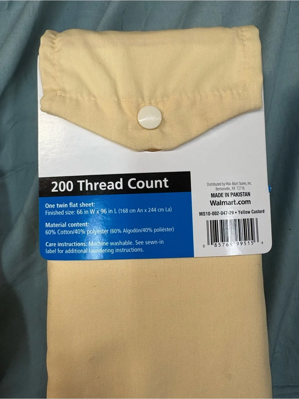 2 Mainstays Twin Flat Sheet - Yellow 200 Thread Count Cotton Blend